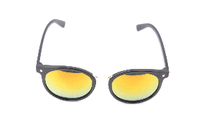 Round Golden Reflector Black Full Sunglasses Model