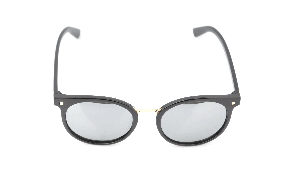Round Silver Reflector Black Full Sunglasses Model