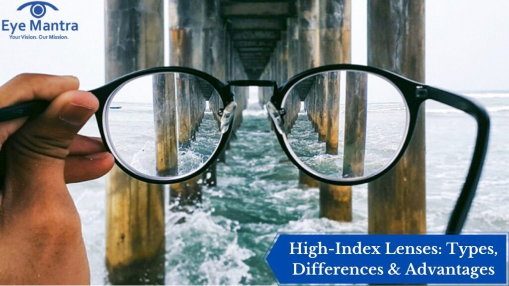 View through high-index lenses showing clear, sharp vision under a pier, demonstrating the lens's thin and lightweight benefits.