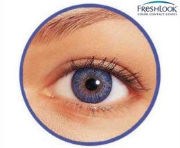 Brown colored contact lens worn on eye from Freshlook