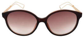 Round dual-tone summer sunglasses with golden bridge and UV lenses